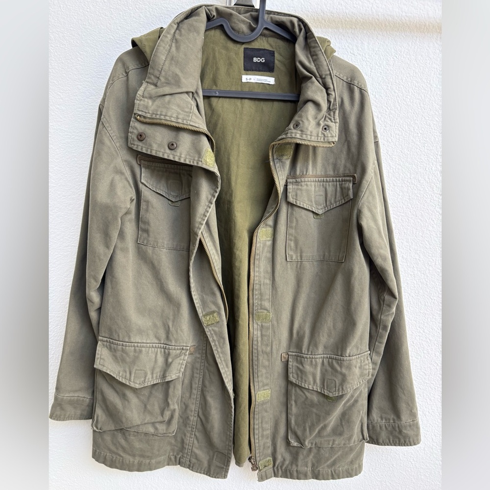 BDG Green Military Field Jacket with Hood